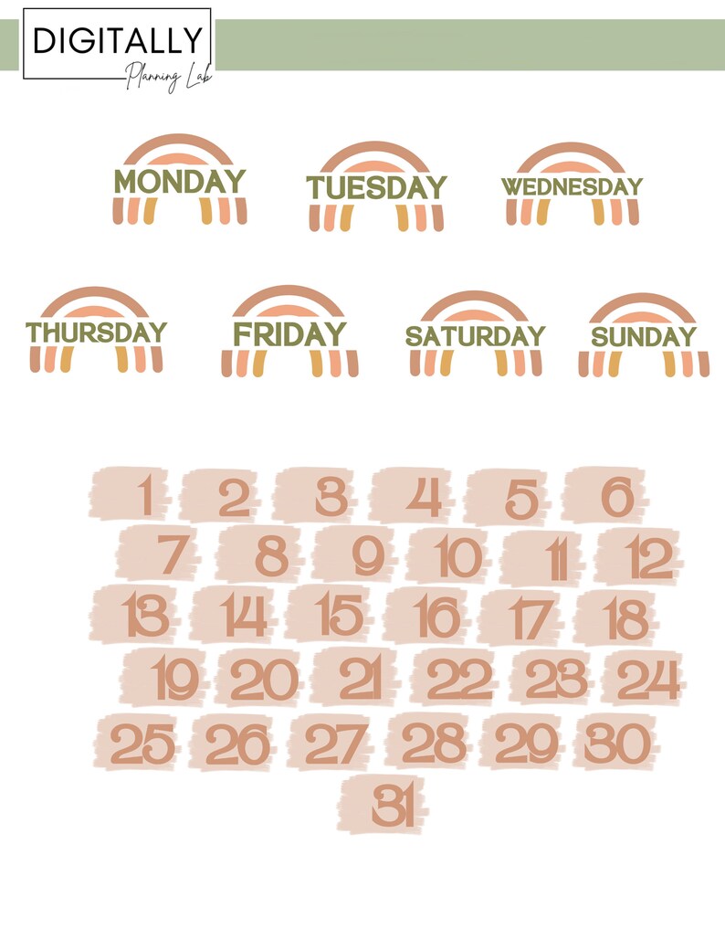 Boho Digital Stickers | Goodnotes Stickers | PNG | Digital Planning ...