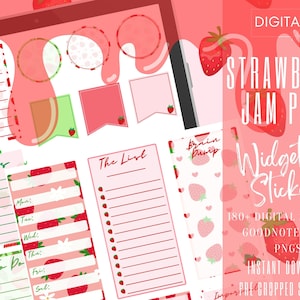 Strawberry Jam Pack Digital Stickers | GoodNotes Stickers | PNG | Digital Planning | iPad Planning Stickers | Pre-cropped Stickers