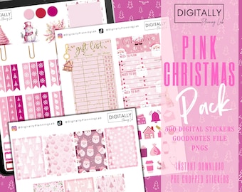 Pink Christmas Sticker Pack| GoodNotes, Notability, Noteshelf, Xodo, Penly | PNG | Digital Planning| Pre-cropped Stickers