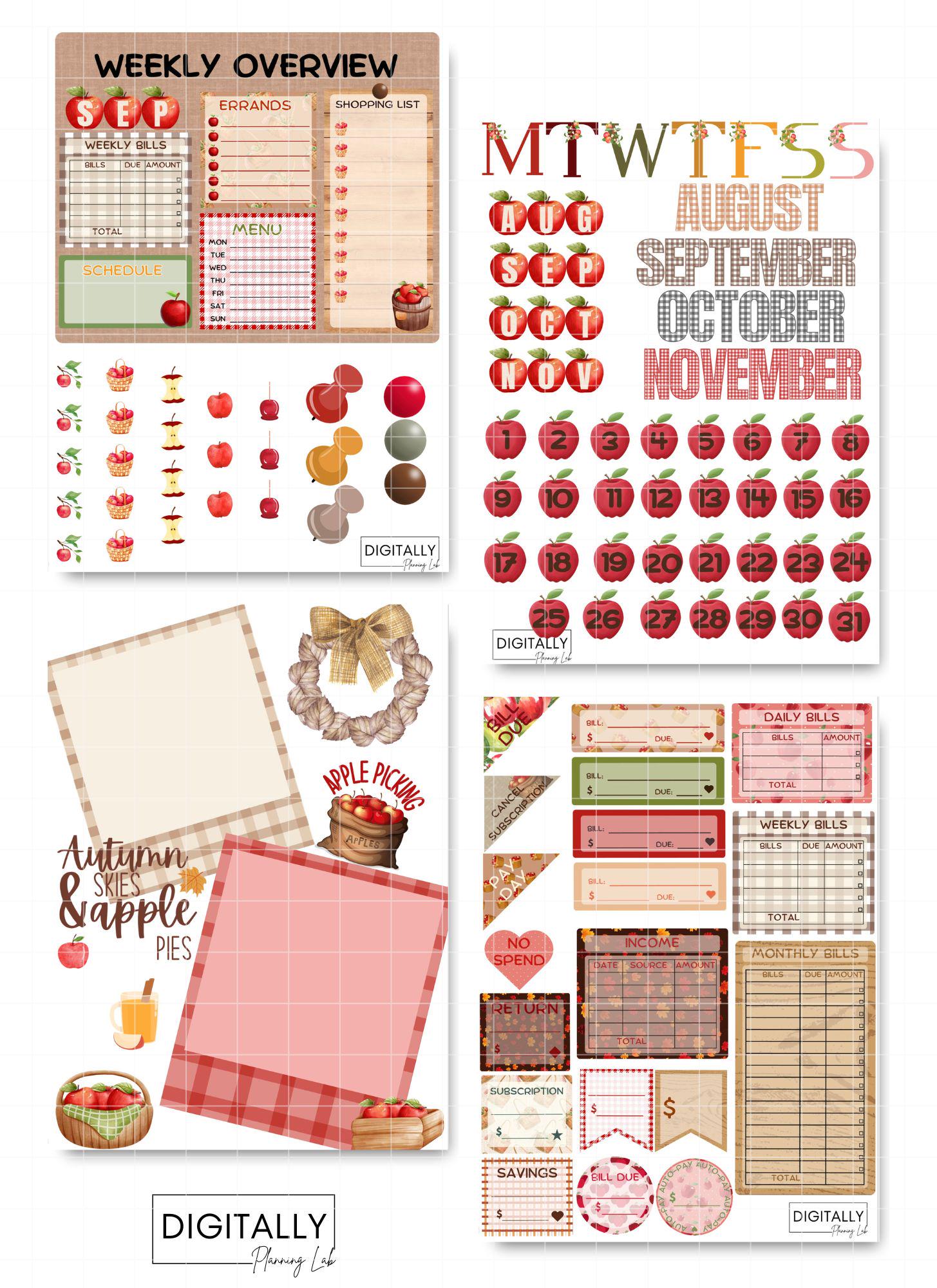 Apple Orchard Stickers Pack| Goodnotes, Notability, Noteshelf, Xodo ...