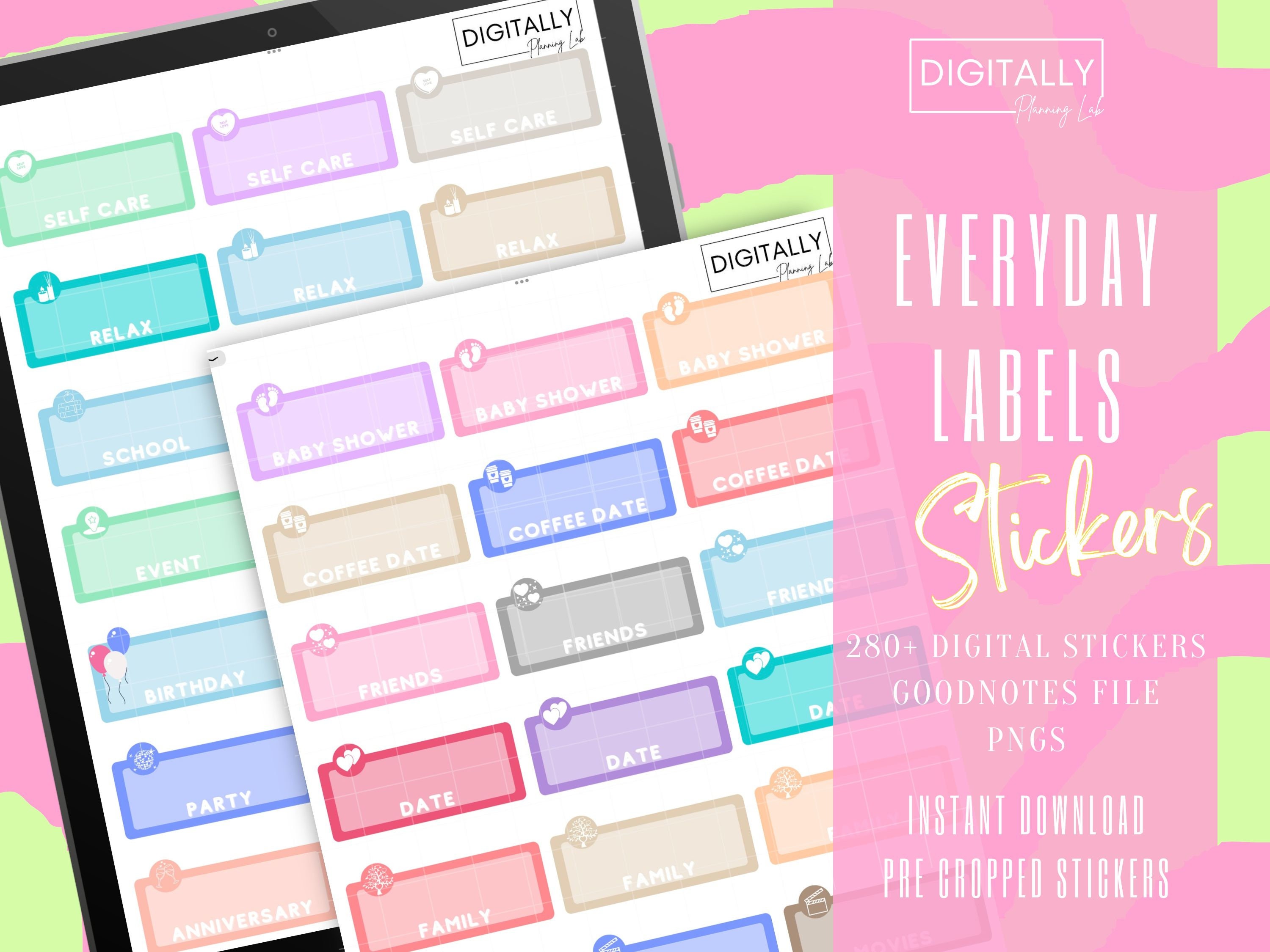 Everyday Labels Stickers | Goodnotes Stickers | PNG | Digital Planning ...