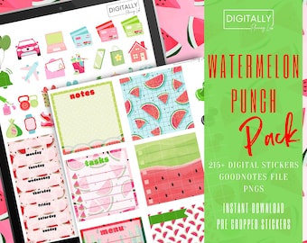 Watermelon Punch Pack Digital Stickers | GoodNotes Stickers | PNG | Digital Planning | iPad Planning Stickers | Pre-cropped Stickers