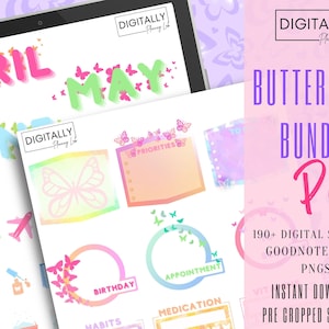 Butterflies Bundle Stickers| GoodNotes Stickers | PNG | Digital Planning | iPad Planning Stickers | Pre-cropped Stickers