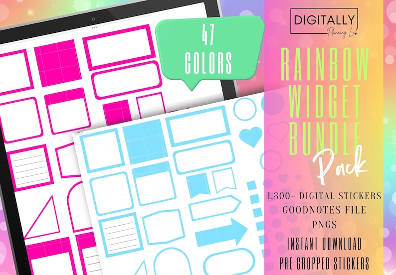 Rainbow Widgets Sticker Pack| Goodnotes Stickers | PNG | Digital ...