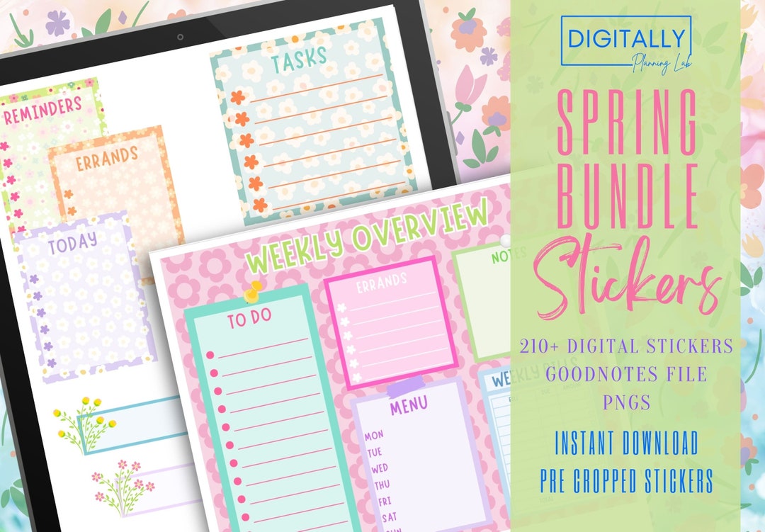 Notebook Spring Sticker Spring Bundle Stickers| Goodnotes, Notability, Noteshelf, Xodo, Penly ...