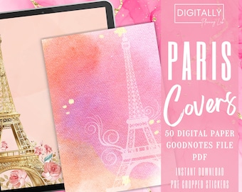 Paris Covers/Paper Pack| GoodNotes, Notability, Noteshelf, Xodo, Penly | PNG | Digital Planning| Pre-cropped Stickers| Digital Junk Journal
