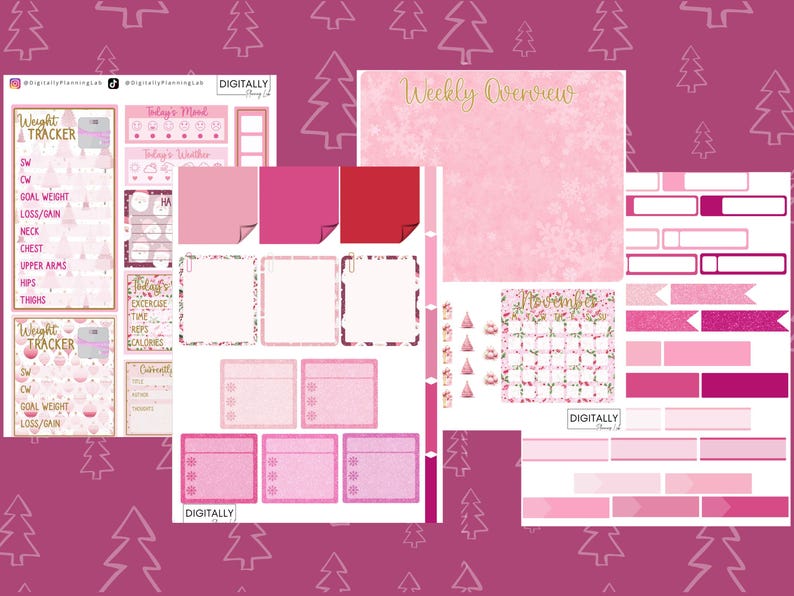 Pink Christmas Sticker Pack| Goodnotes, Notability, Noteshelf, Xodo ...