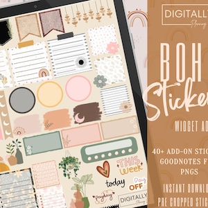 Boho Widget Add Ons| GoodNotes, Notability, Noteshelf, Xodo, Penly | PNG | Digital Planning| Pre-cropped Stickers