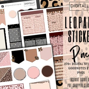 Leopardklistermärkespaket | GoodNotes, Notability, Noteshelf, Xodo, Penly | PNG | Digital planering | Förbeskurna klistermärken