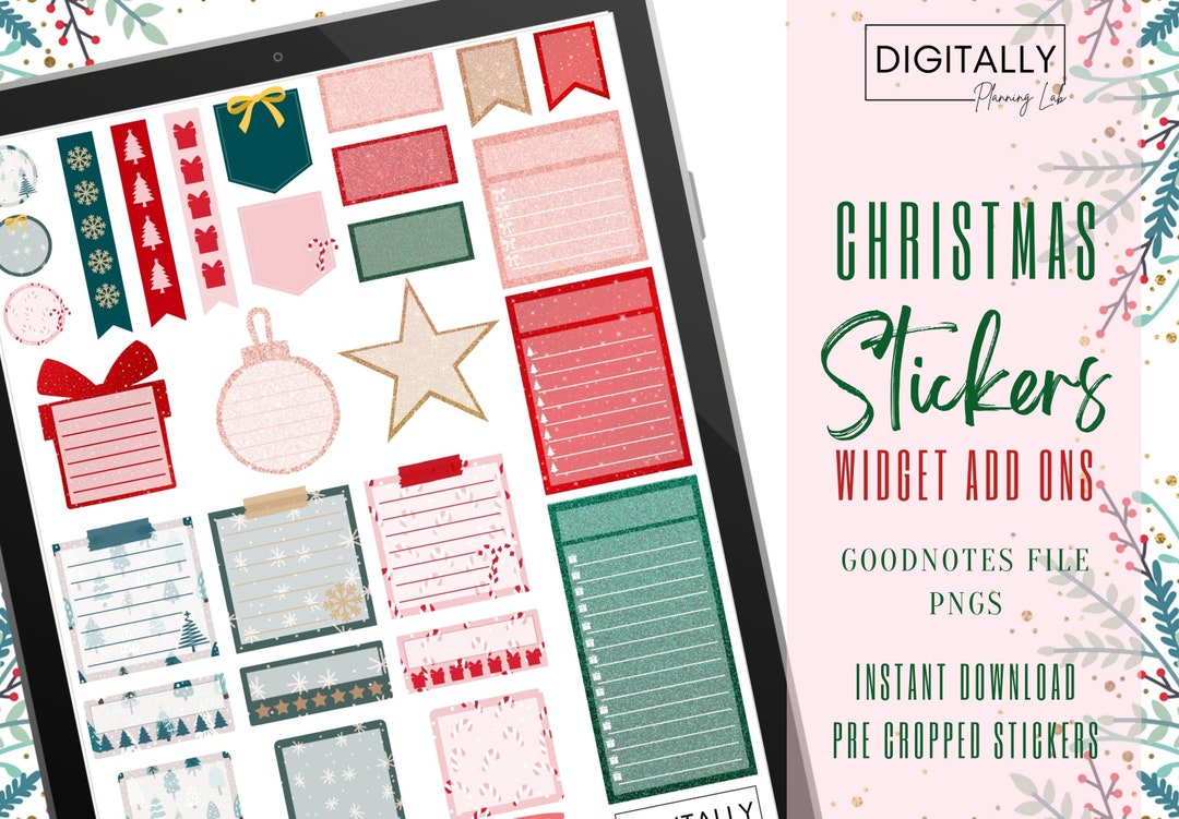 Christmas Add-on Widgets Stickers | Goodnotes Stickers | PNG | Digital ...
