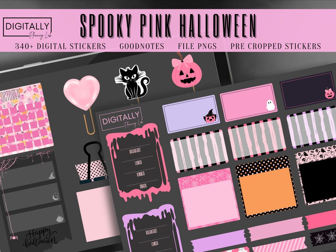 Spooky Pink Halloween Stickers Pack| Goodnotes, Notability, Noteshelf ...