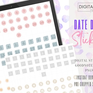 Date Dots Stickers | GoodNotes Stickers | PNG | Digital Planning | iPad Planning Stickers | Pre-cropped Stickers | Everyday Planning