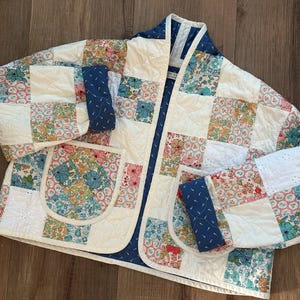 Four Patch Handmade Quilted Crop Patchwork Coat/Jacket. Fits S-L
