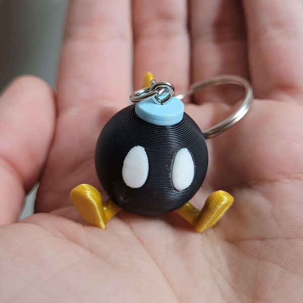 Bob-omb Multicolor 3D-printed Keychain