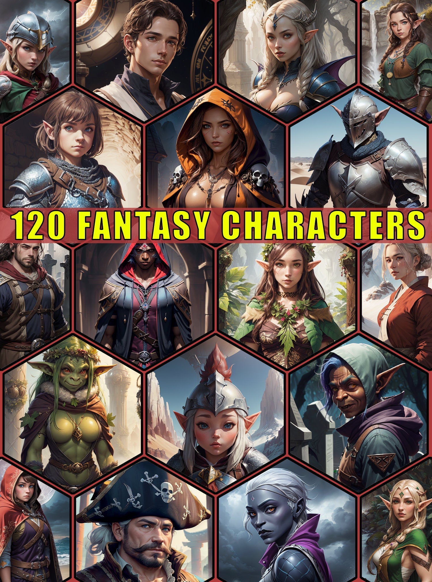 Dnd Character Art Illustration BUNDLE - 120 Fantasy Character Portraits ...