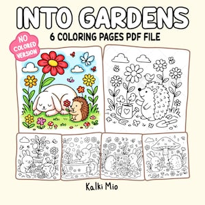 INTO GARDENS: Plants, Flowers, and Cute Animals  | Instant Download Art