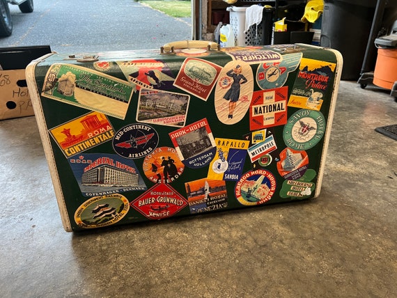 Vintage Luggage with stickers from around the wor… - image 2