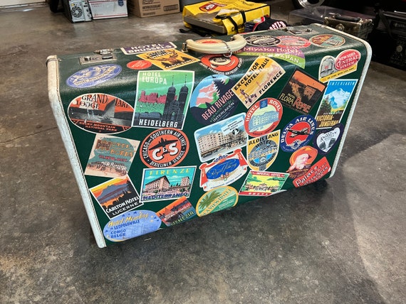 Vintage Luggage with stickers from around the wor… - image 1