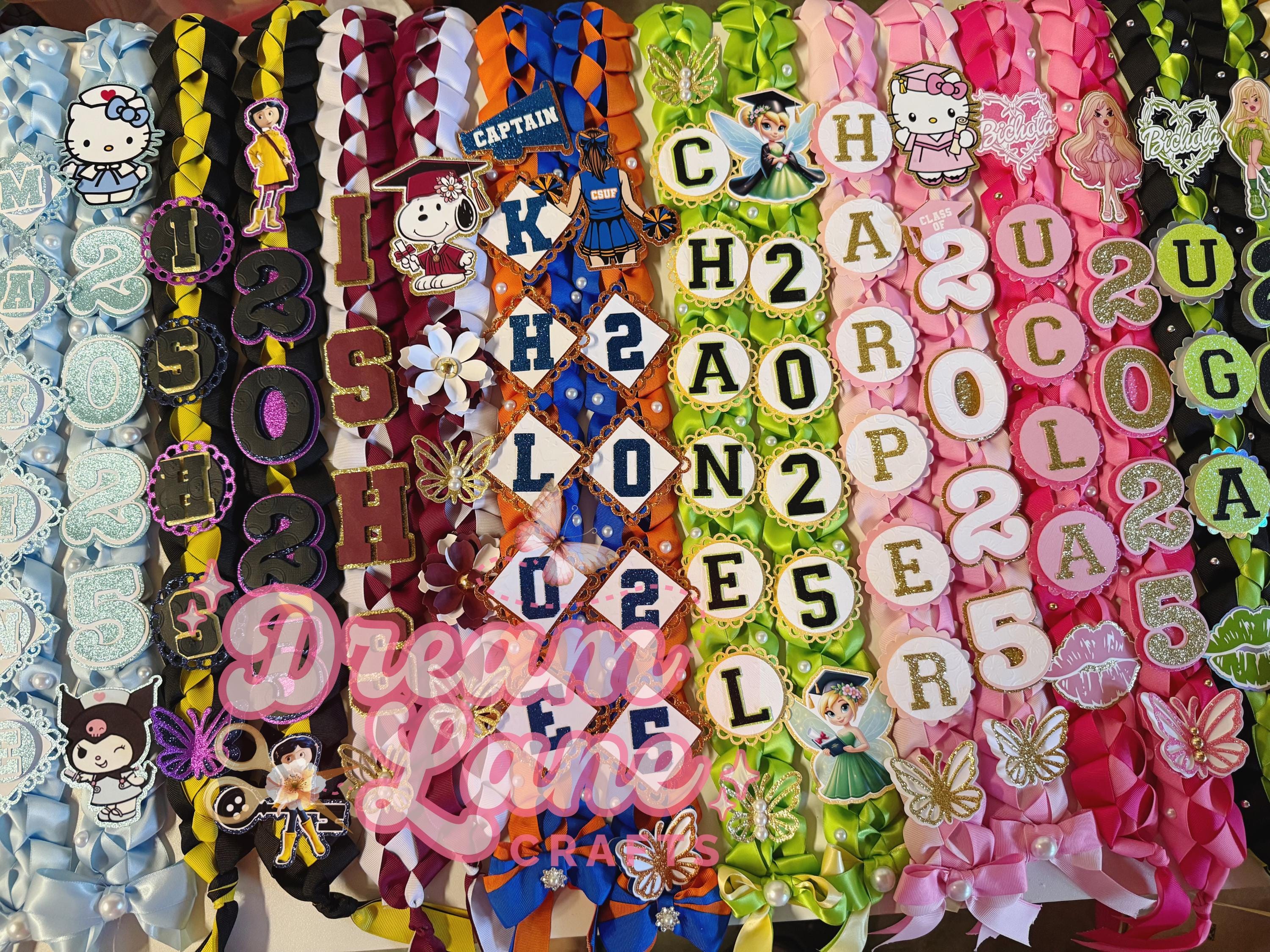 Custom Graduation Ribbon Lei: Braided Grosgrain Ribbon, School Colors ...