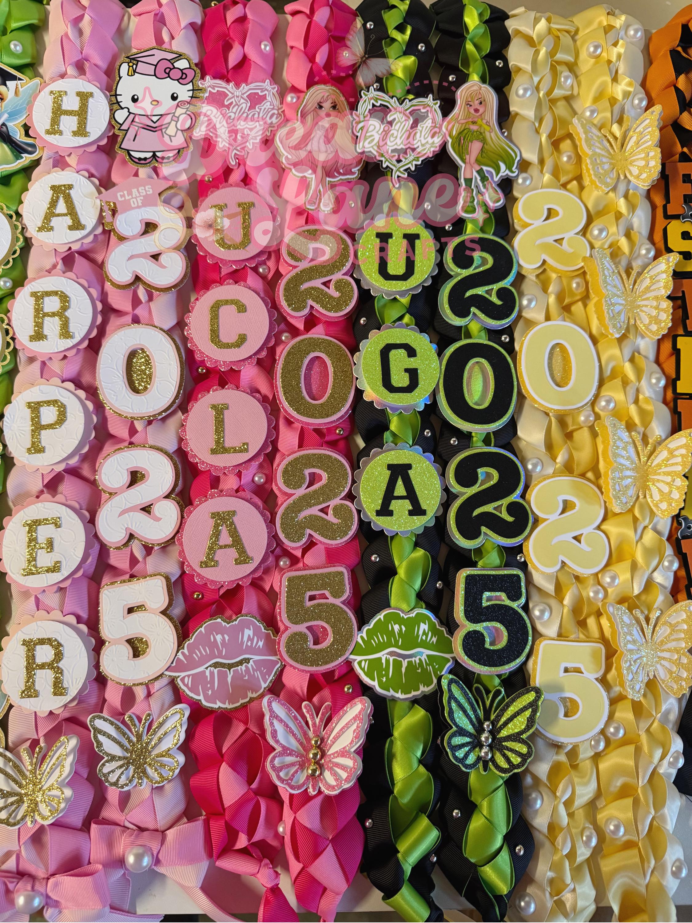 Custom Graduation Ribbons Custom Graduation Ribbon Lei: Braided Grosgrain Ribbon, School Colors ...