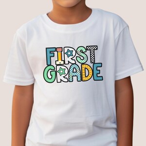 First Grade Shirt for Boys: Colorful Back to School Tee - Bella Canvas Youth