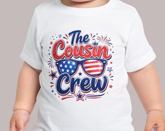 Kusinbesättningen babytröja | Baby 4 juli | Patriotiska kusin-tröja | Matchande familjetröja | Fireworks USA Baby
