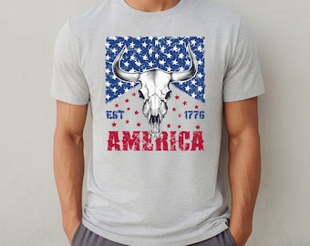 Patriotic USA T-Shirt: America 1776, Stars & Stripes