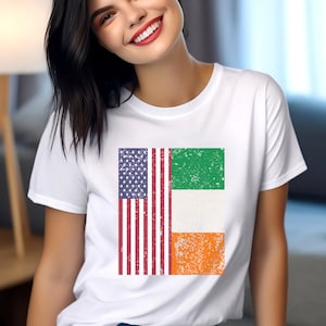 Proud Heritage, All American (USA/Ireland) T-Shirt, USA T Shirt, Irish Flag Tee, Irish American Pride Shirt, American Flag T