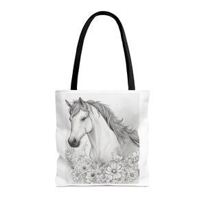 Pferd in einer Blumenwiese All Over Print Tote Bag, tolles Geschenk für jeden Anlass