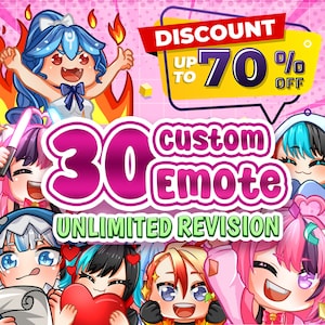 Custom Twitch Emotes or Kick Emote and Animated Emotes, Vtuber Cute Chibi Emote, Sub Emotes Anime Emote Pet Animal Emote For Any Your Stream