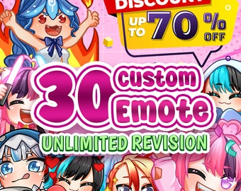 Benutzerdefinierte Twitch-Emotes oder Kick-Emotes und animierte Emotes, süßes Chibi-Emote von Vtuber, Sub-Emotes, Anime-Emote, Haustier-Tier-Emote für jeden Ihrer Streams