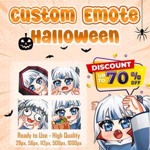 Custom Twitch Emotes or Kick Emote and Animated Emotes, Personalized gift, Twitch Emotes, Vtuber Cute Chibi Emote, Halloween Emotes