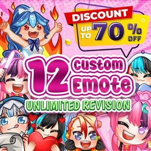 Custom Twitch Emotes or Kick Emote and Animated Emotes, Vtuber Cute Chibi Emote, Sub Emotes Anime Emote Pet Animal Emote For Any Your Stream
