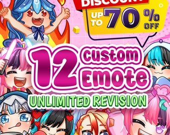 Custom Twitch Emotes or Kick Emote and Animated Emotes, Vtuber Cute Chibi Emote, Sub Emotes Anime Emote Pet Animal Emote For Any Your Stream