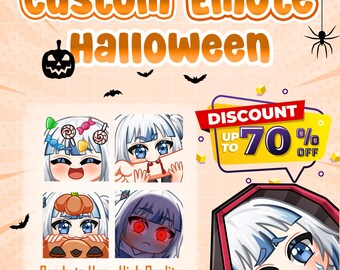 Emotes Twitch personnalisés ou émoticônes Kick et émoticônes animées, sous-émoticônes anime, émoticône animal de compagnie, émoticône édition Halloween, émoticône Chibi mignon Vtuber