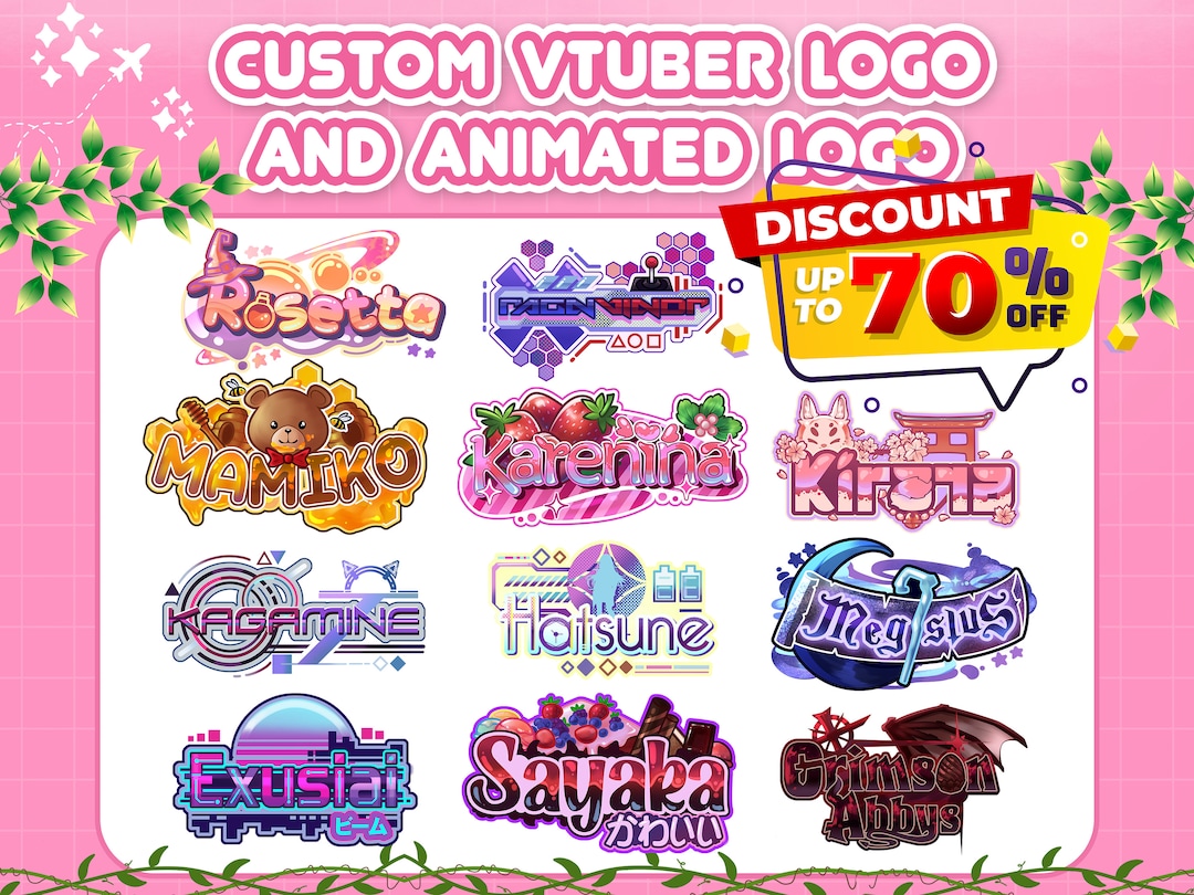 Custom Vtuber Logo Kawaii, Cute and Animated for Stream Twitch, Kick