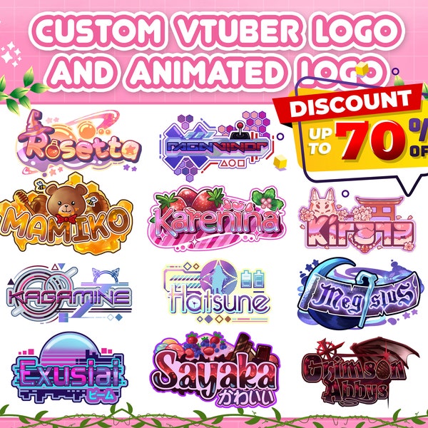 Custom Vtuber Logo kawaii, cute and Animated for stream twitch, kick, youtube That perfectly represents your Vtuber and PNGtuber Character