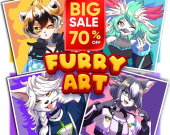 Custom Drawing Anime Character Furry Commission, Fursona, Anthro, Furry Avatar, Furry Icon, Furry PFP, Furry Base, Furry Headshot, Furry Art
