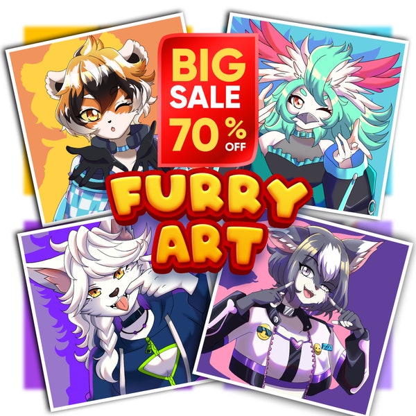 Custom Drawing Anime Character Furry Commission, Fursona, Anthro, Furry Avatar, Furry Icon, Furry PFP, Furry Base, Furry Headshot, Furry Art