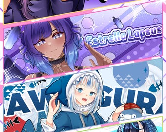 Custom Twitch Banner | Discord Banner | Custom Chibi Cute Banner | Kick Banner | Header | Twitter Banner | Youtube Banner for Vtuber model