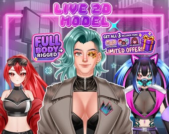Modelo VTuber personalizado por encargo en Live2D / Rigging de avatar VTuber / Recursos PNGTuber de anime / Estudio VTuber / Diseño de transmisión en Twitch / OC / Rigging completo