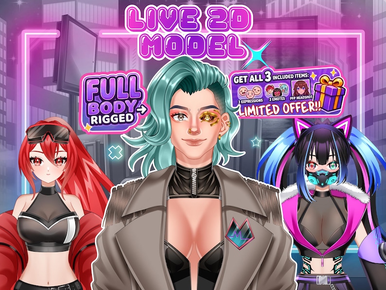 Fully Rigged Live2D VTuber Model Commission, Anime VTuber Avatar, PNGTuber Assets, Twitch Streamer Model, VBridger Ready, VTube Studio Character Design