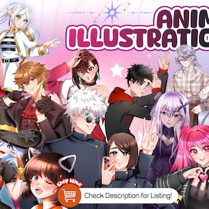 Custom Anime Illustration Commission Featuring Original Characters, VTuber Fan Art, Waifu and Husbando Designs | Personalized Anime Artwork for Profile Picture, Poster, Streaming, and Otaku Decor
