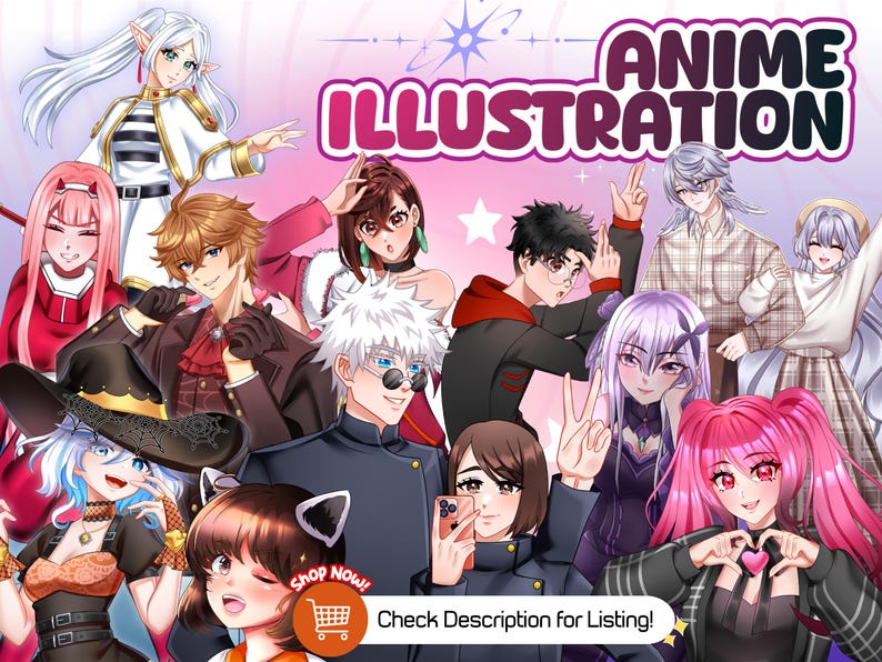 Custom Anime Illustration Commission Featuring Original Characters, VTuber Fan Art, Waifu and Husbando Designs | Personalized Anime Artwork for Profile Picture, Poster, Streaming, and Otaku Decor