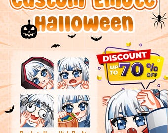 Emotes Twitch personnalisés ou émoticônes Kick et émoticônes animées, sous-émoticônes anime, émoticône Chibi mignon Vtuber, édition Halloween, émoticône animal de compagnie