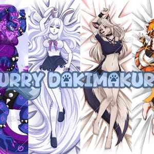 Custom Furry Dakimakura Body Pillow Commission Featuring Kemonomimi and Anthro Characters | Personalized Furry Anime Hug Pillow Cover Design | Cute Furry Waifu Dakimakura Art for Furry Fans and Otaku Bedroom Decor