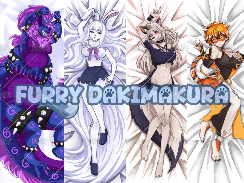 Custom Furry Dakimakura Body Pillow Commission Featuring Kemonomimi and Anthro Characters | Personalized Furry Anime Hug Pillow Cover Design | Cute Furry Waifu Dakimakura Art for Furry Fans and Otaku Bedroom Decor