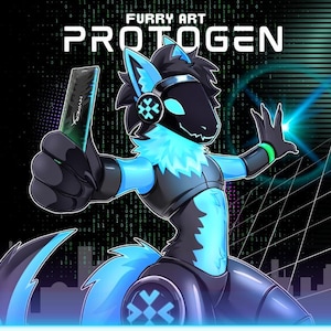 Custom Protogen Furry Commission, Furry Art, Cyberpunk, Fursona, Anthro, Commission, Protogen, Furry Avatar, Furry, Icon, Protogen PFP