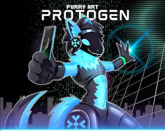 Custom Protogen Furry Commission, Furry Art, Cyberpunk, Fursona, Anthro, Commission, Protogen, Furry Avatar, Furry, Icon, Protogen PFP