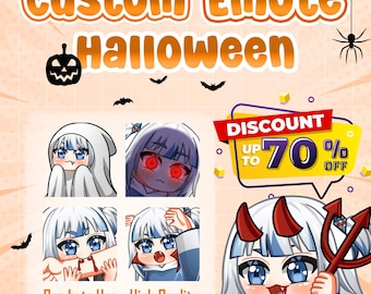 Custom Emotes Twitch ou Emote Kick et Emotes animés, Emotes Twitch, Emote Chibi Vtuber, Édition Halloween, Cadeau personnalisé
